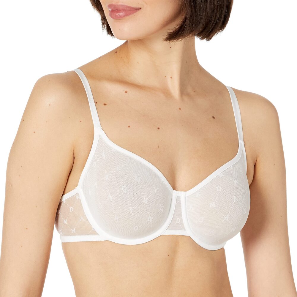 NWT DKNY Womens Monogram Mesh Unlined Poplin White 32D